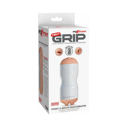 PDX Tight Grip Dual Density Squeezable Masturbator - Beige/White