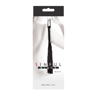 NS Novelties Sinful Vinyl Whip – Black – Embossed Vinyl Finish