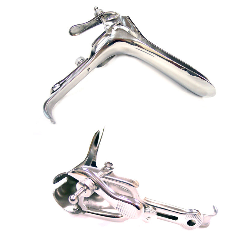 Rouge Garments Stainless Steel Graves Vaginal Speculum with Lateral Ratchet - Silver