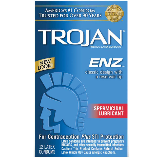 Trojan Enz Premium Latex Condoms with Spermicidal Lubricant – Clear