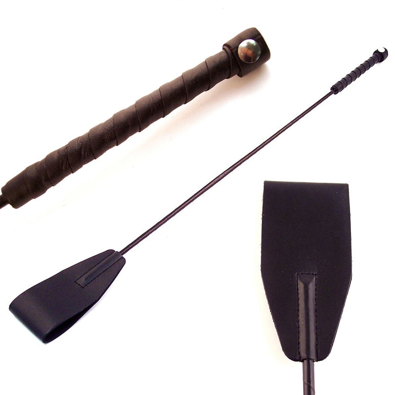 Rouge Garments Leather Riding Crop – Black – Hand Braided
