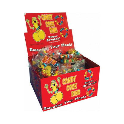 Hott Products Candy Cock Ring - Multi-Color - Display of 50 Pieces