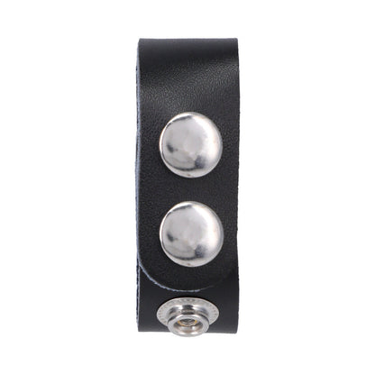 Rock Solid Adjustable Leather 3 Snap Cock Ring - Black