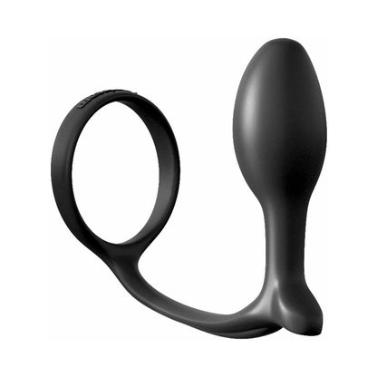 Pipedream Anal Fantasy Collection Silicone Ass-Gasm Cock Ring and Beginner's Plug - Black