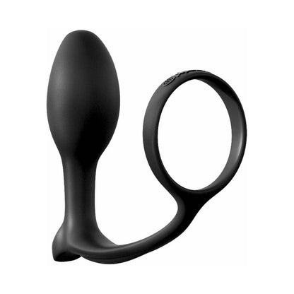 Pipedream Anal Fantasy Collection Silicone Ass-Gasm Cock Ring and Beginner's Plug - Black