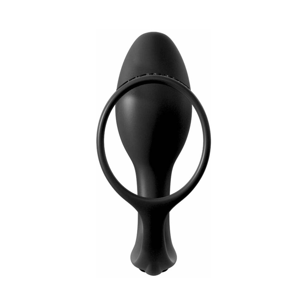 Pipedream Anal Fantasy Collection Silicone Ass-Gasm Cock Ring and Beginner's Plug - Black