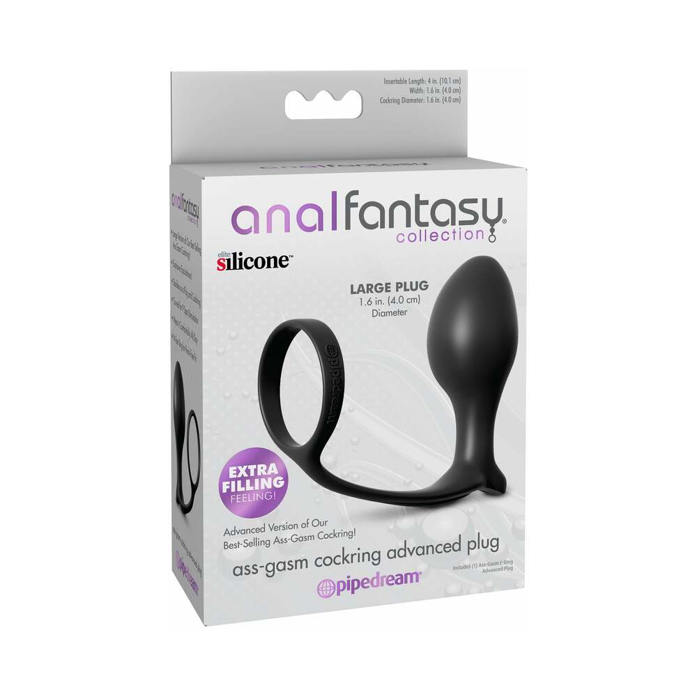 Pipedream Anal Fantasy Collection Silicone Ass-Gasm Plug and Cock Ring - Black