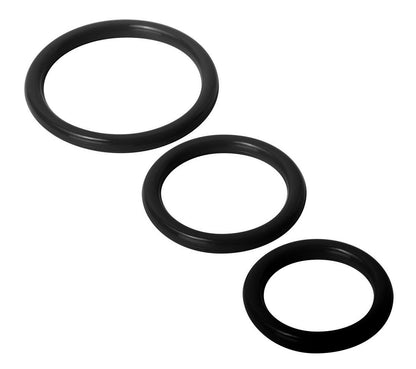 Trinity Silicone Cock Rings Set - Three Sizes - Black