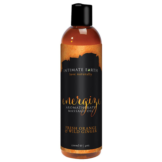 Intimate Earth Energize Massage Oil – Fresh Orange and Wild Ginger – 120 ml