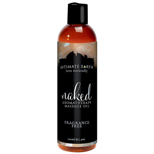 Intimate Earth Naked Fragrance Free Aromatherapy Massage Oil – Clear – 4 oz.