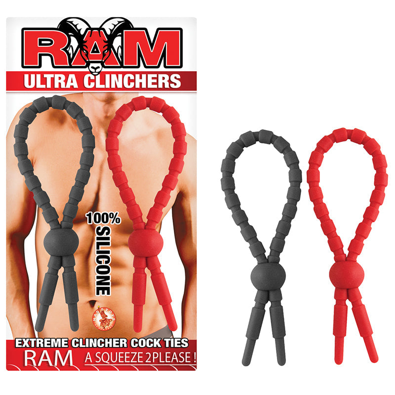 Nasstoys Ram Ultra Clinchers - Silicone Cock Ties - Red/Black