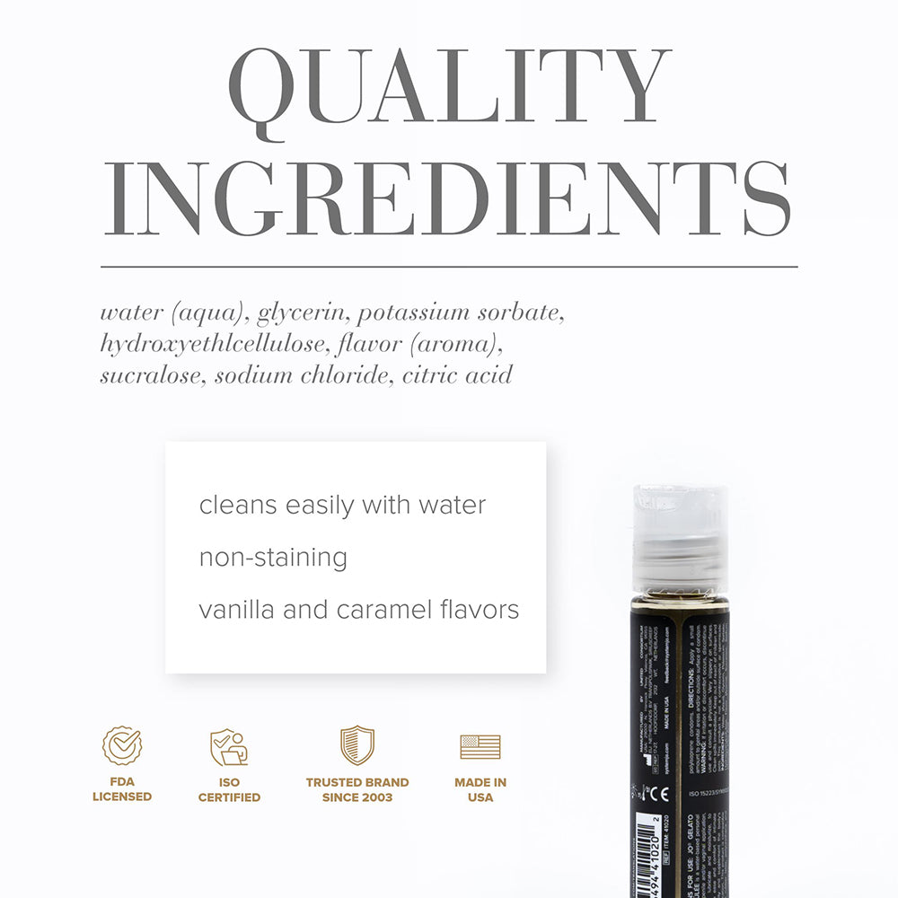 JO Gelato Creme Brulee Flavored Lubricant 1 oz - Water-Based, Clear