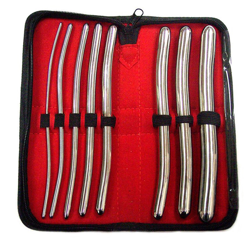 Rouge Hegar Dilator Set – 8 Stainless Steel Dilators in Leather Case – Silver