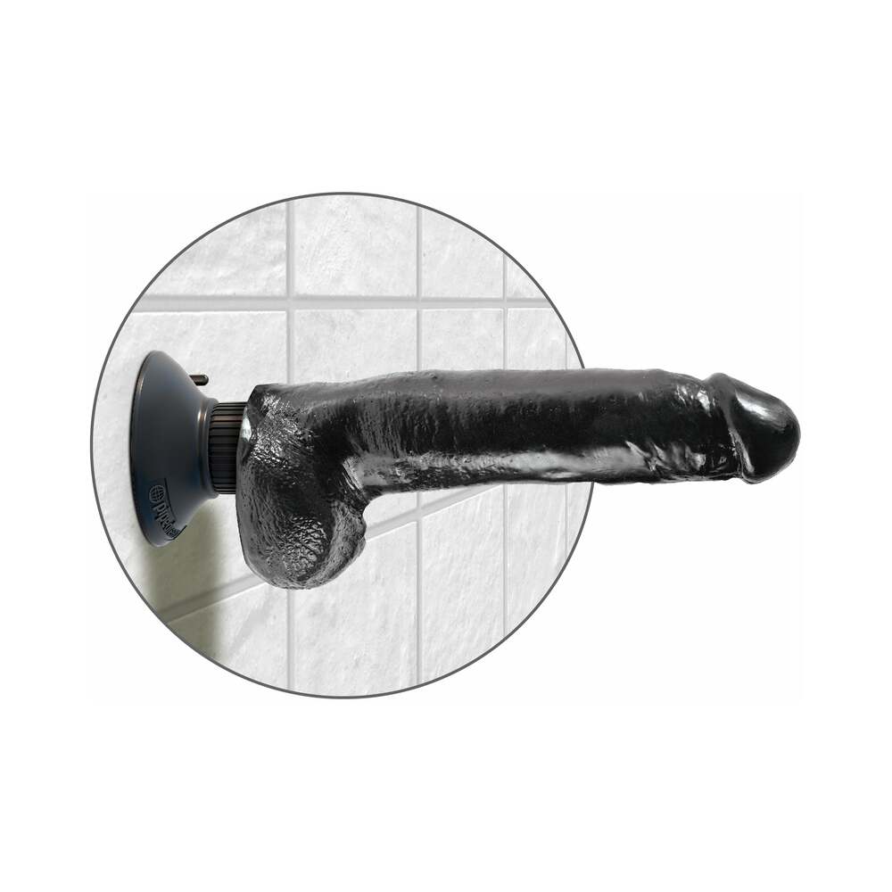 King Cock 9 in. Vibrating Dildo with Balls – Black
