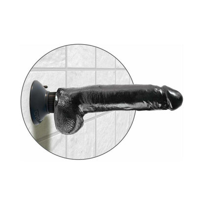 King Cock 9 in. Vibrating Dildo with Balls – Black