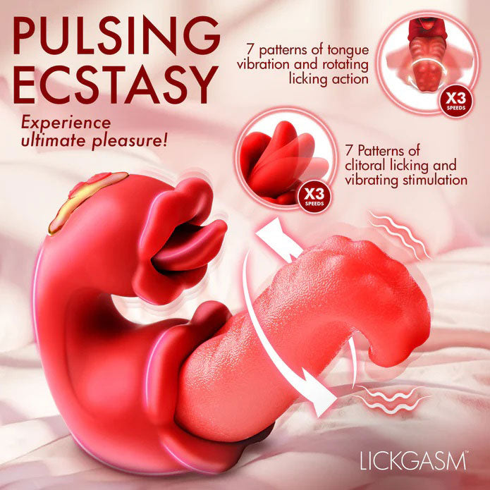 Lickgasm Lick Lasher Licking Vibrator - Dual Action Clit and G-Spot Stimulation - Red