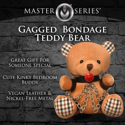 Gagged Teddy Bear Plush - Cuddle Toy with Restraints - 8.6" Length