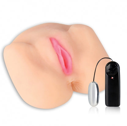 HUSTLER Spread Eagle Pussy and Ass Vibrating Masturbator – Beige