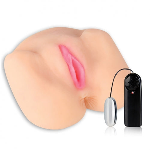 HUSTLER Spread Eagle Pussy and Ass Vibrating Masturbator – Beige
