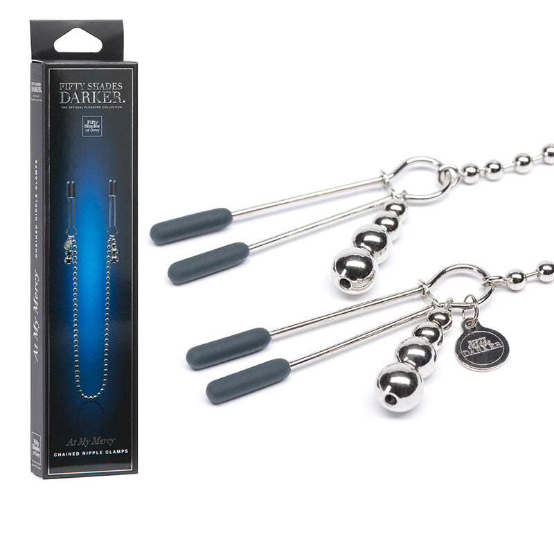 Fifty Shades Darker At My Mercy Beaded Chain Nipple Clamps – Silver