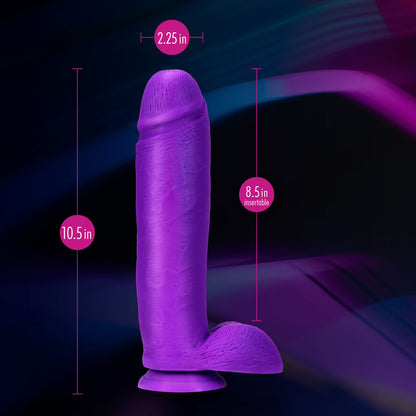 Blush Neo Elite 10 Inch Silicone Dual Density Cock with Balls - Neon Purple