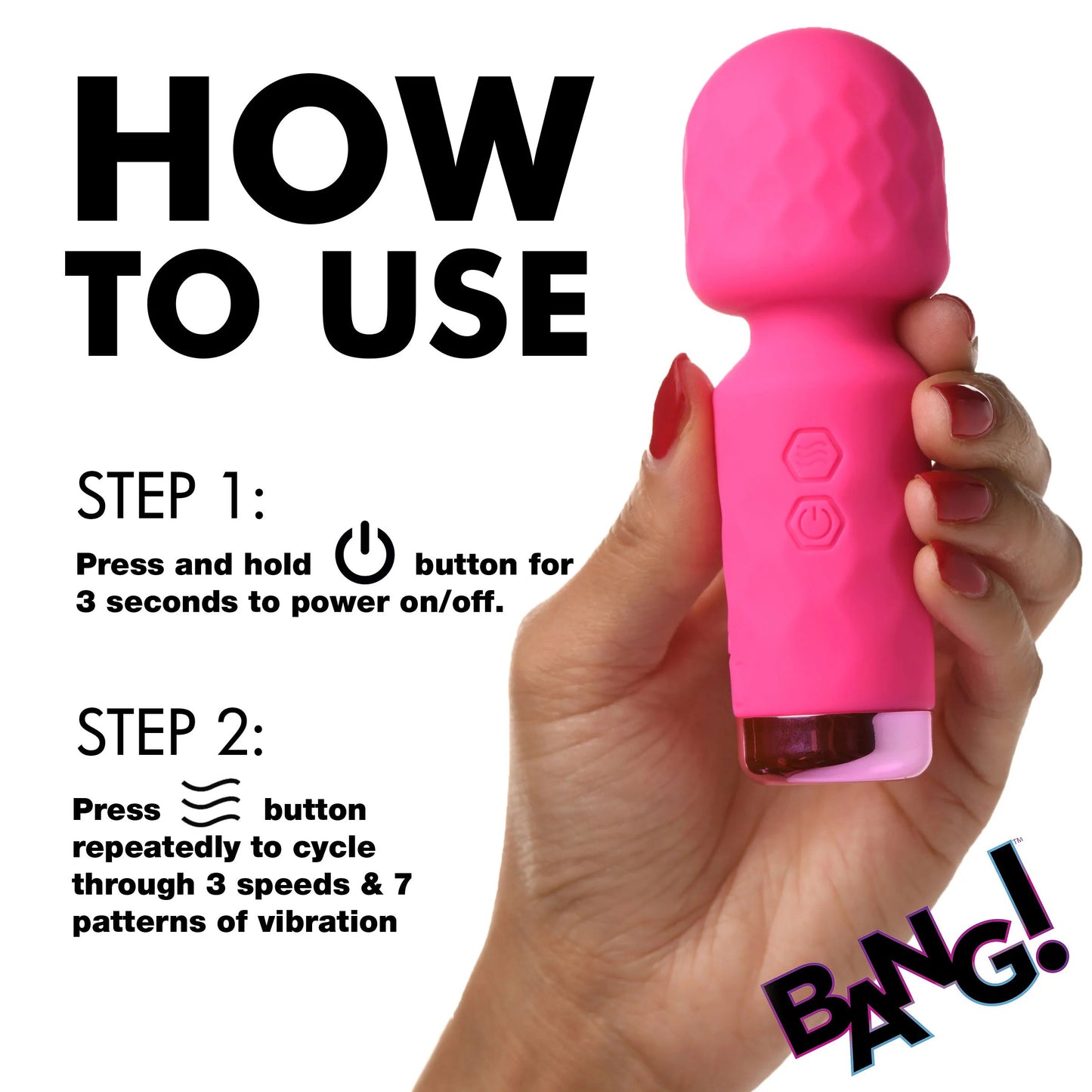 XR Brands 10x Mini Silicone Wand – Pink – Waterproof, Rechargeable, Multi-Speed
