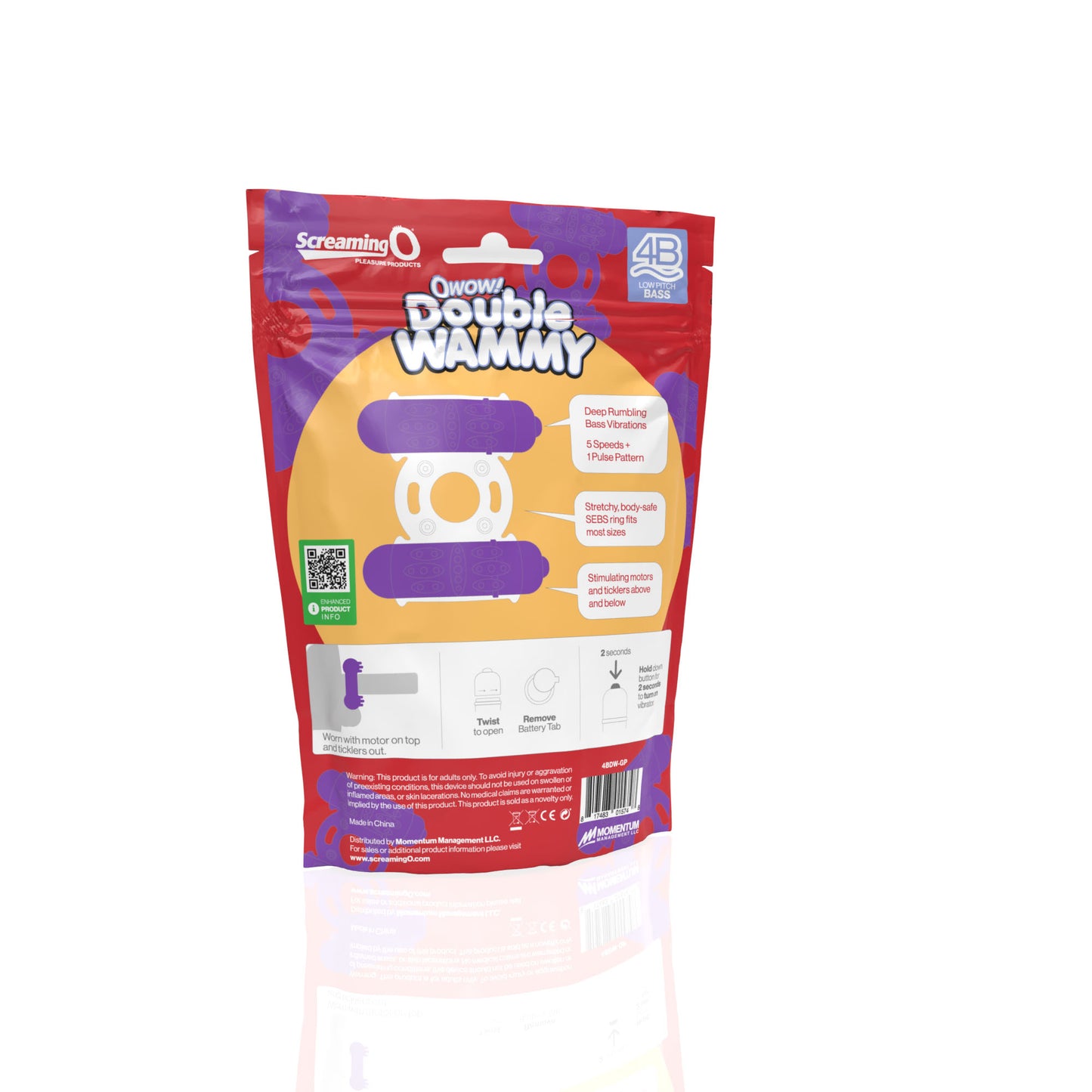 Screaming O 4B Double Wammy Vibrating Ring – Purple