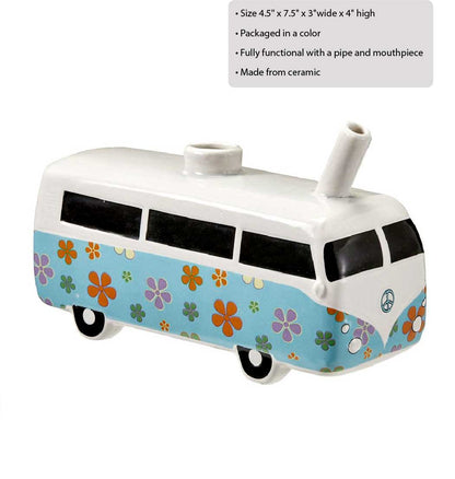 Fashioncraft Retro Vintage Bus Pipe – Ceramic Smoking Accessory – Colorful Hippie Design