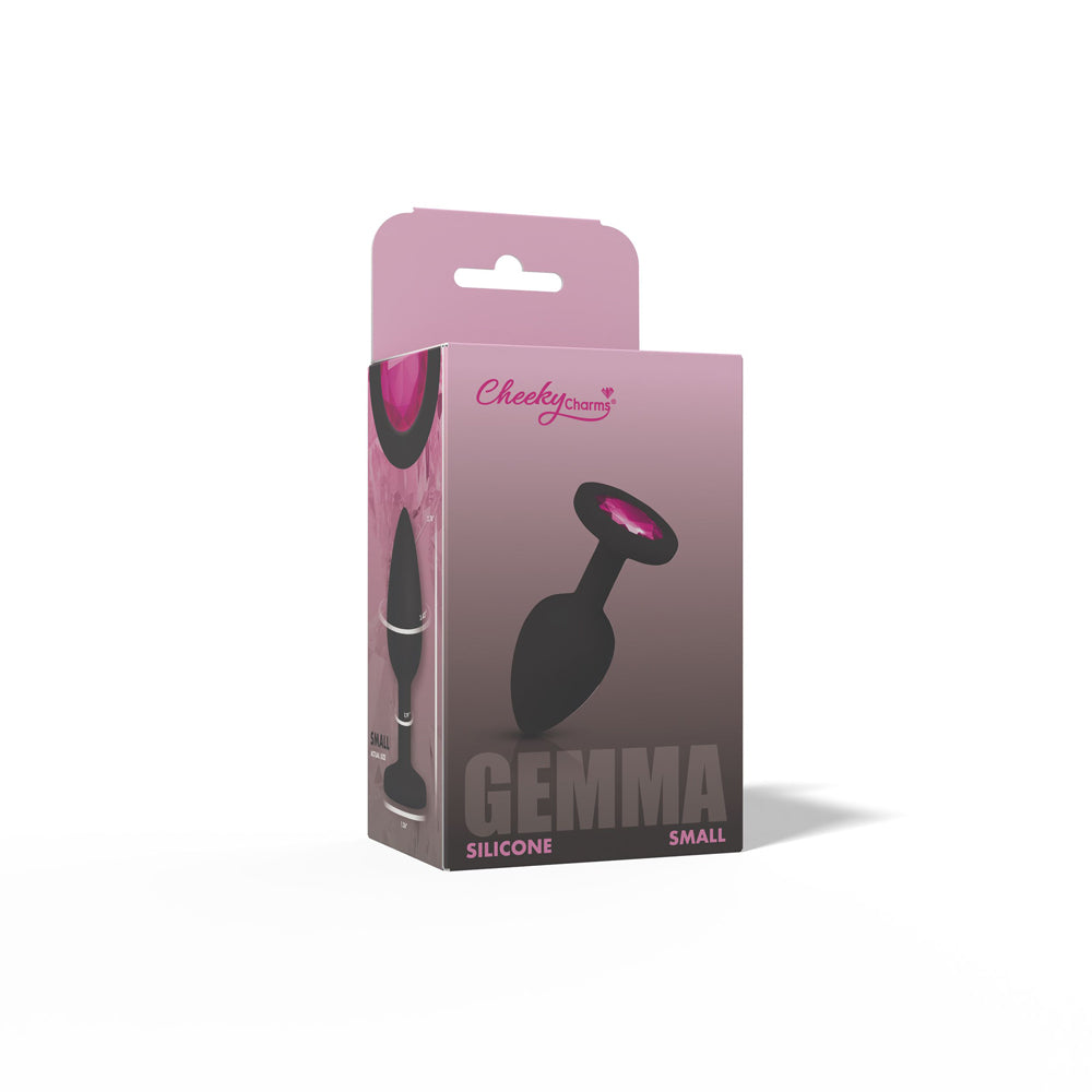 Gemma Pink Gem Black Silicone Anal Plug - Small