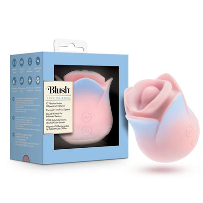Blush Kissing Rose Clitoral Vibrator - Pink with 10 Vibration Modes