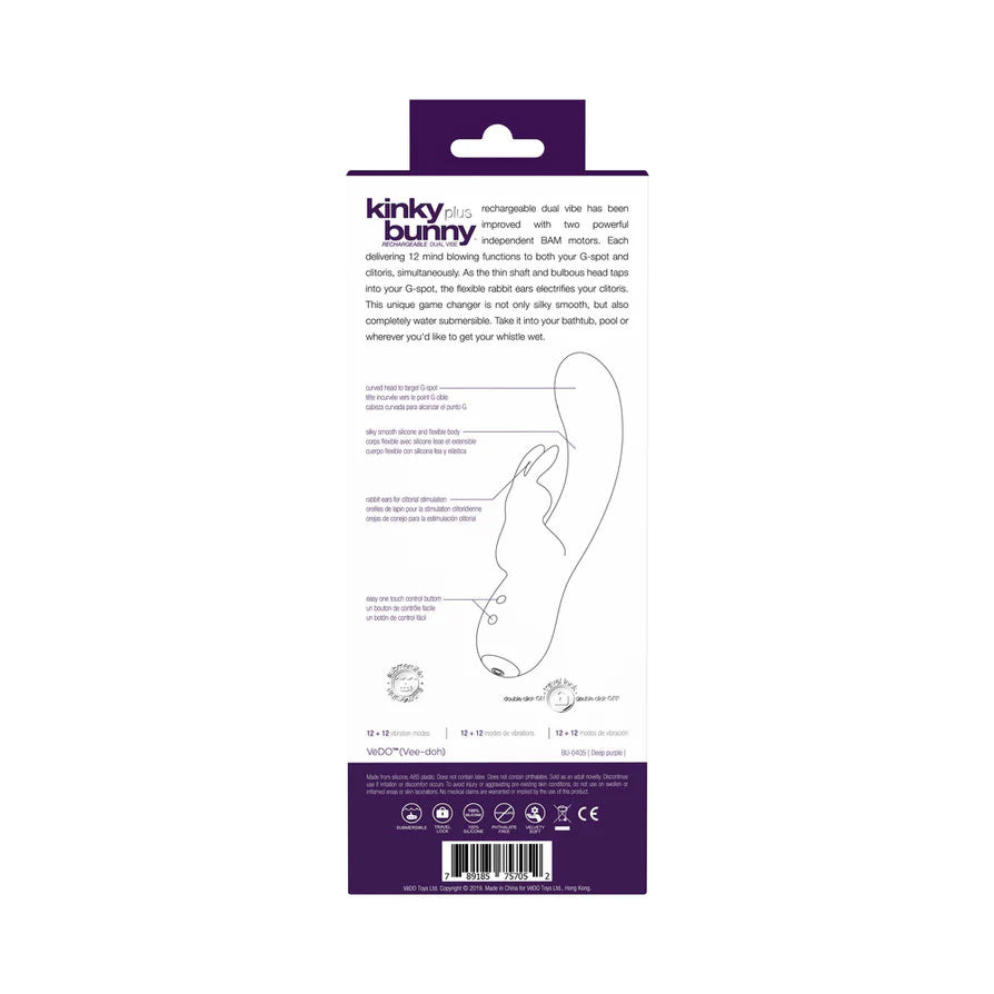 VeDO Kinky Bunny Plus Rechargeable Rabbit Vibrator - Purple