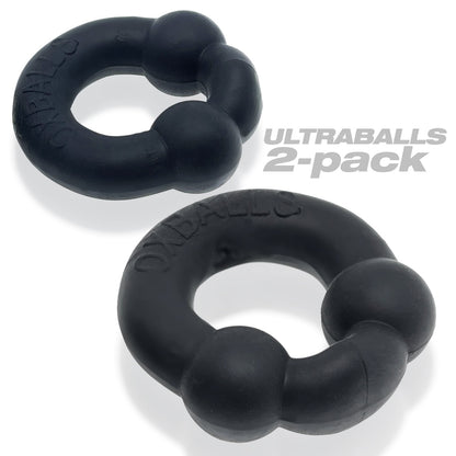 Oxballs Ultraballs 2-Piece Cockring Set - Night Black - Flexible and Stretchy