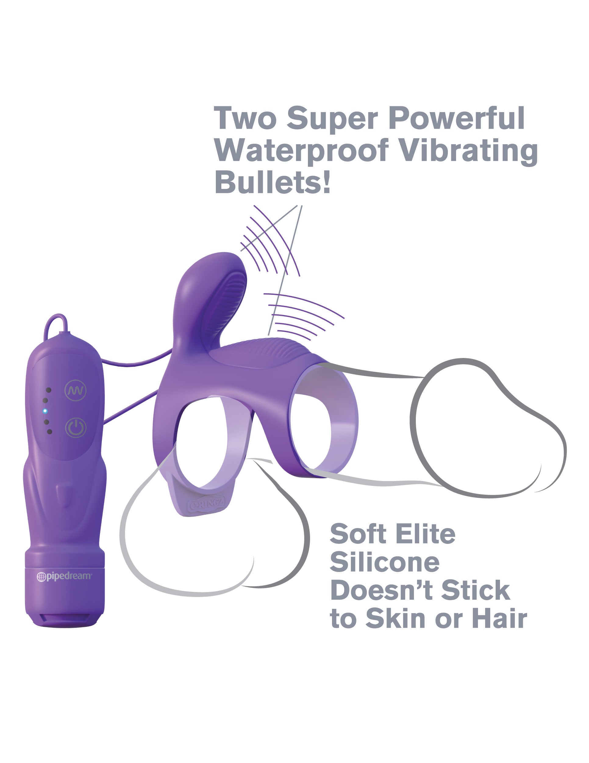 Fantasy C-Ringz Ultimate Couples Cage - Purple - Vibrating Cock Ring with Clitoral Stimulator