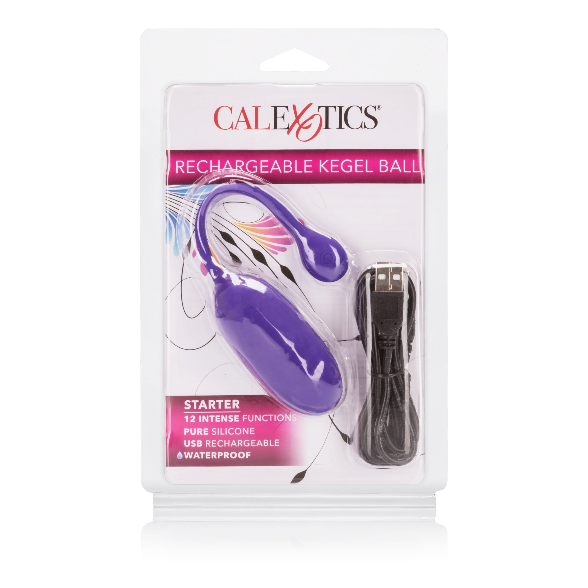 CalExotics Rechargeable Kegel Ball Starter – Purple – 12 Function Vibrating Exerciser