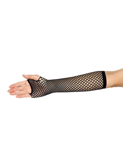 Leg Avenue Triangle Net Fingerless Gloves – Black