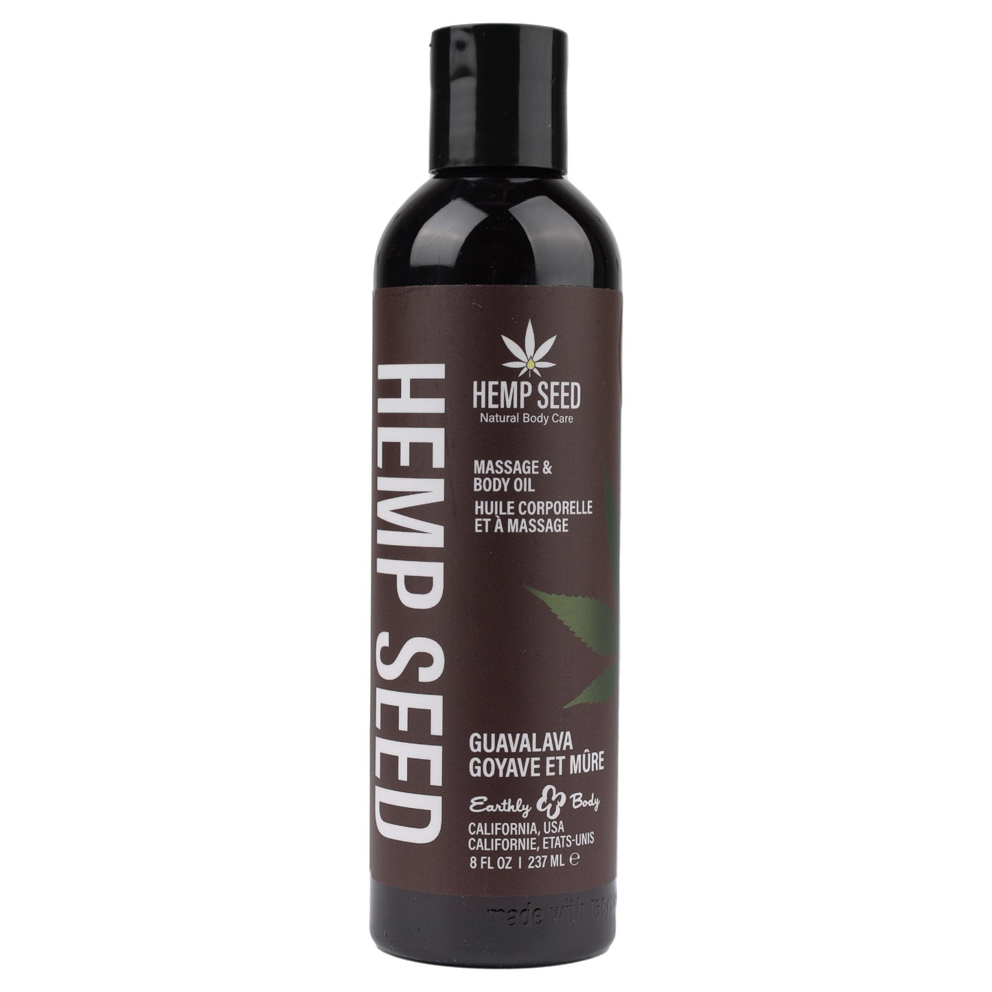 Earthly Body Hemp Seed Massage and Body Oil - Guavalava - 8 Fl. Oz.