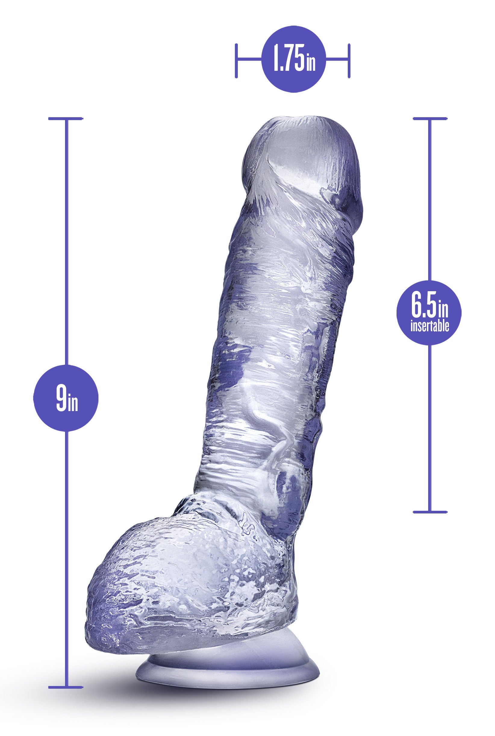 Blush B Yours Plus Mount n' Moan Dildo - Clear - G-Spot and P-Spot Stimulation