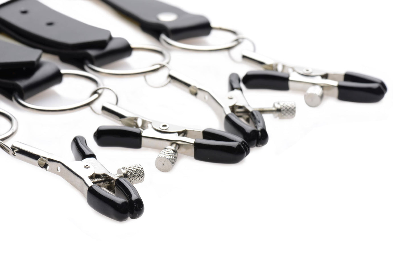 XR Brands Spread Labia Spreader Straps with Clamps – Black