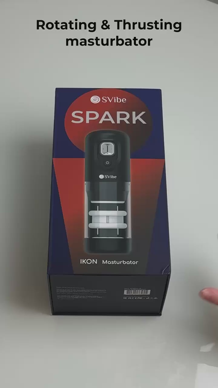 SVibe Ikon Spark Masturbator – Black – 4 Modes with Thrusting and Rotation