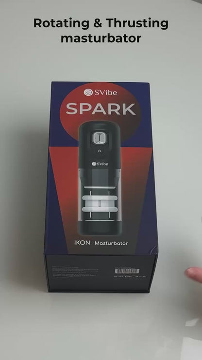 SVibe Ikon Spark Masturbator – Black – 4 Modes with Thrusting and Rotation