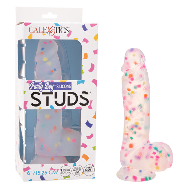 CalExotics Party Boy Silicone Studs 6"/15.25 cm – Waterproof, Suction Cup, Multi-Color
