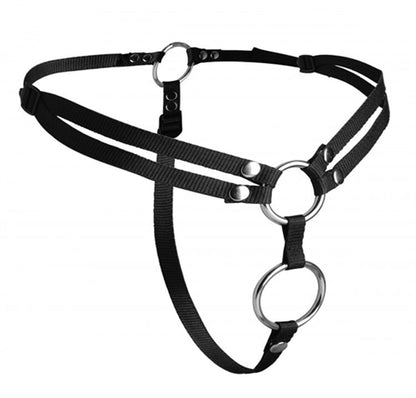 Unity Double Penetration Strap-On Harness with Dual Ring Design – Black
