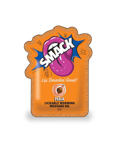 Smack Warming and Lickable Massage Oil – Peach Flavor – 3ml Pouch Display (36 Pack)