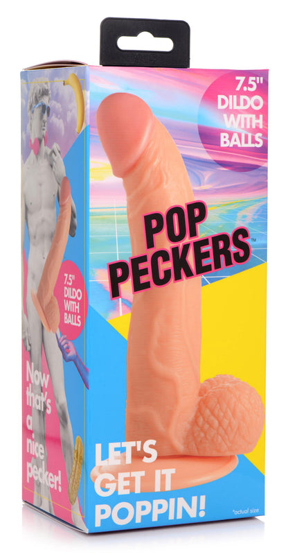 Pop Pecker 7.5 Inch Dildo with Balls – Beige