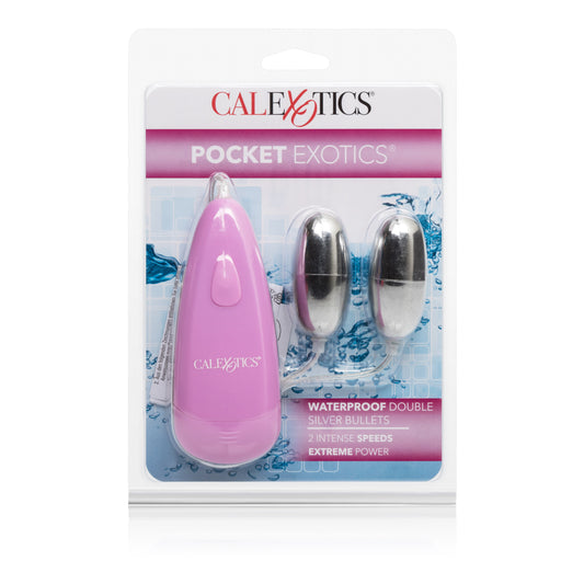 CalExotics Pocket Exotics Waterproof Double Silver Bullets – Pink