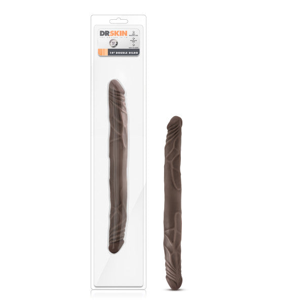 Blush Dr. Skin 14 Inch Double Dildo - Realistic Design - Brown