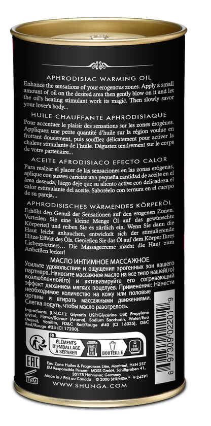 Shunga Aphrodisiac Warming Oil - Raspberry Flavor - 3.5 Fl Oz
