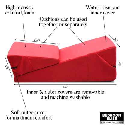 XR Brands Love Cushion Set Foam Wedge Pillows – Red – High-Density Comfort