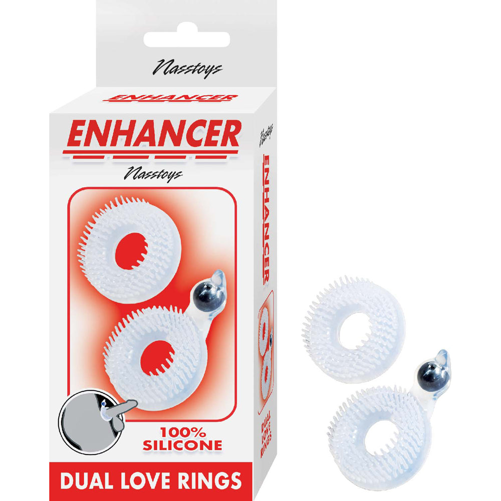 Nasstoys Enhancer Dual Love Rings - Clear - Silicone Cock Rings with Textured Design