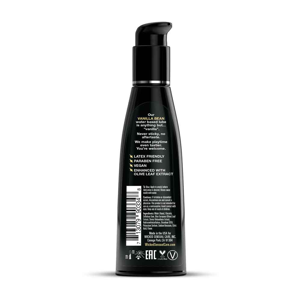 Wicked Aqua Vanilla Bean Flavored Water Based Intimate Lubricant - 4 Fl. Oz.